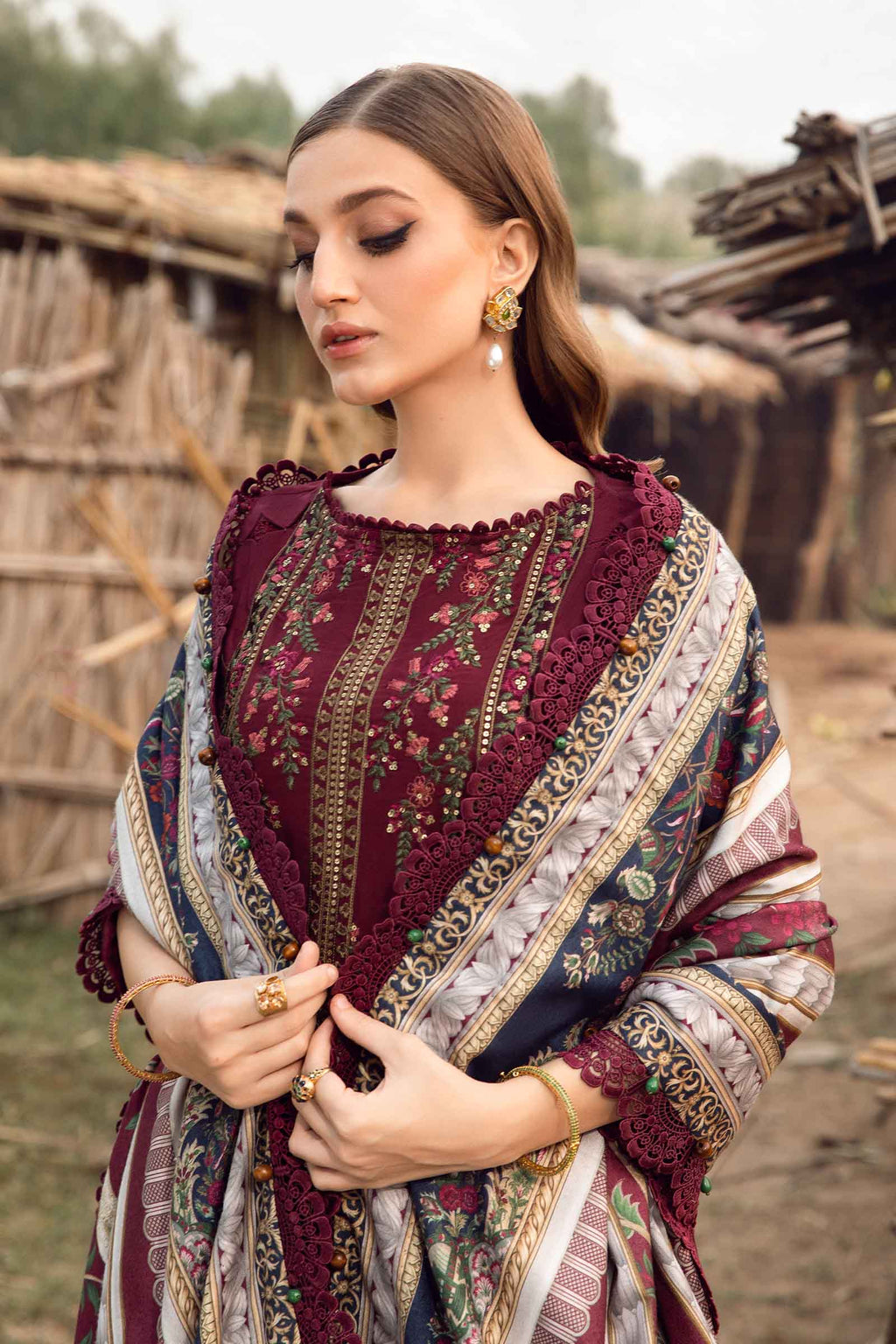 3 Piece Unstitched Printed Linen Suit | MPT- 674
