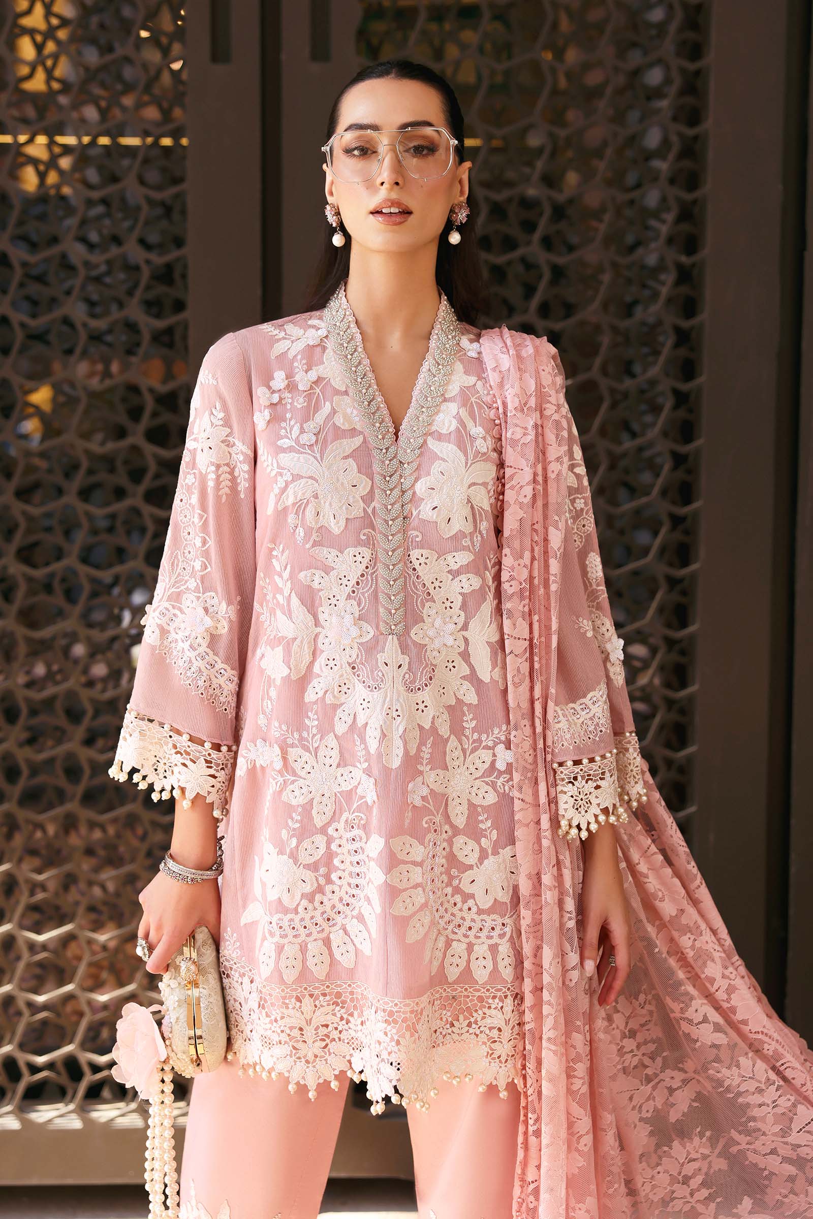 LAWN-3PC EMBROIDERED SHIRT WITH NET EMBROIDERED DUPATTA-890