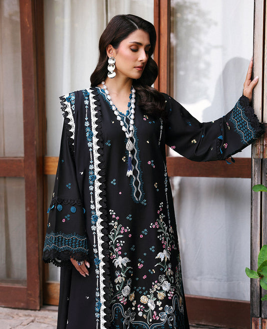 Dhanak 3PC Embroidered Shirt with Dhanak Embroidered Dupatta - 113 - Back