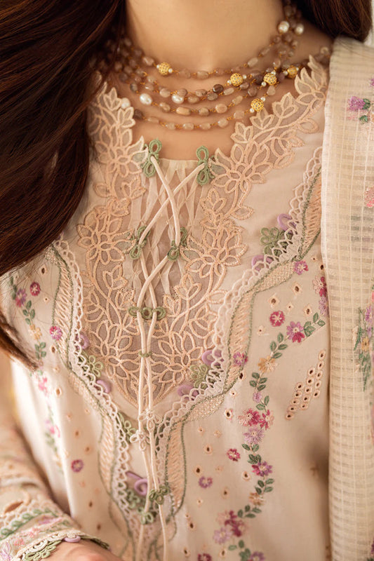 3PC LAWN EMBROIDERED SHIRT WITH COTTON NET EMBROIDERED DUPATTA AND TROUSER - 10013 - Back