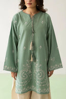 MINAL-2PC DHANAK EMBROIDERED SHIRT WITH EMB TROUSER SJ-5940