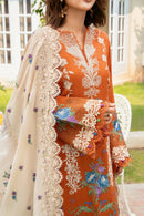 ANEELAS-3PC KARANDI EMBROIDERED SHIRT WITH KARANDI EMBROIDERED SHAWL AND TROUSER SJ-5000