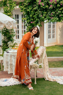 ANEELAS-3PC KARANDI EMBROIDERED SHIRT WITH KARANDI EMBROIDERED SHAWL AND TROUSER SJ-5000