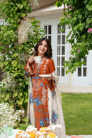 ANEELAS-3PC KARANDI EMBROIDERED SHIRT WITH KARANDI EMBROIDERED SHAWL AND TROUSER SJ-5000