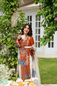ANEELAS-3PC KARANDI EMBROIDERED SHIRT WITH KARANDI EMBROIDERED SHAWL AND TROUSER SJ-5000