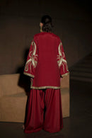 ETHNIC-3PC SILK LUXURY EMBROIDERED SHIRT WITH PRINTED DUPATTA WITH EMB TROUSER-SJ-5634
