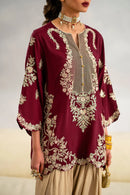 ETHNIC-2PC DHANAK EMBROIDERED SHIRT WITH PRINTED DHANAK TROUSER-SJ-999