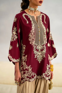 ETHNIC-2PC DHANAK EMBROIDERED SHIRT WITH PRINTED DHANAK TROUSER-SJ-999