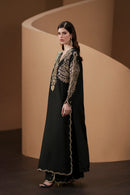 ETHNIC-3PC SILK LUXURY EMBROIDERED SHIRT WITH FANCY PRINTED DUPATTA WITH EMB TROUSER-SJ-5638