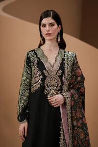 ETHNIC-3PC SILK LUXURY EMBROIDERED SHIRT WITH FANCY PRINTED DUPATTA WITH EMB TROUSER-SJ-5638
