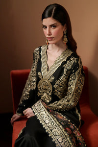 ETHNIC-3PC SILK LUXURY EMBROIDERED SHIRT WITH FANCY PRINTED DUPATTA WITH EMB TROUSER-SJ-5638