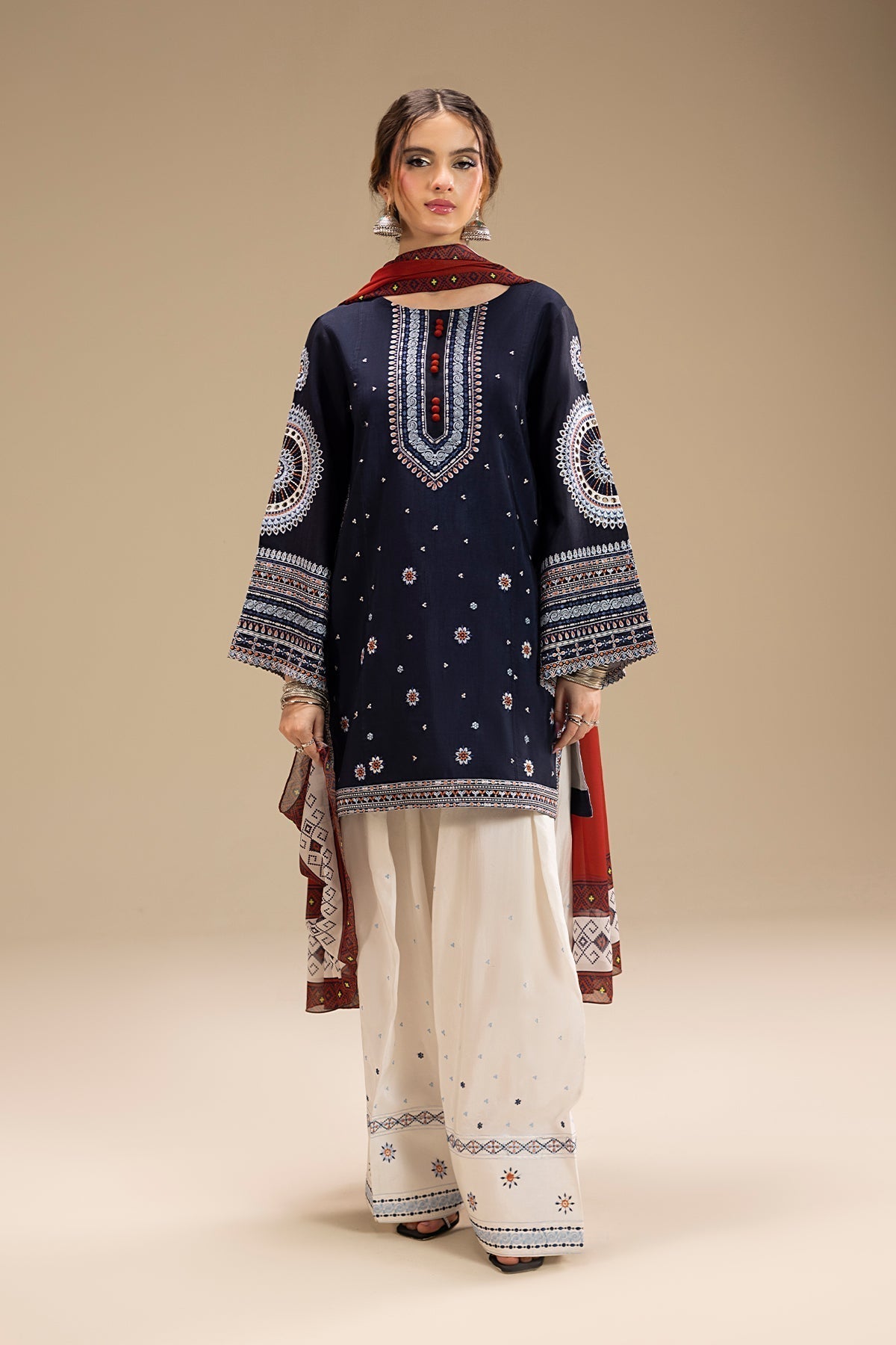 '- UNSTITCHED 3PC DHANAK EMBROIDERED SUIT RR 610