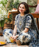 3PC-Printed Lawn Shirt With Voile Printed Dupatta-1542
