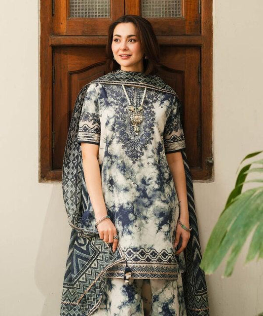 3PC Printed Lawn Shirt With Voile Printed Dupatta - 1542 - Back
