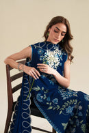 ZAIB-3PC DHANAK EMBROIDERED SHIRT WITH DHANAK EMB DUPATTA AND EMB TROUSER-SJ-4917
