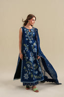 ZAIB-3PC DHANAK EMBROIDERED SHIRT WITH DHANAK EMB DUPATTA AND EMB TROUSER-SJ-4917