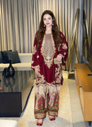 ETHNIC-2PC SILK EMBROIDERED SHIRT WITH PRINTED SILK TROUSER SJ-1055