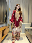 ETHNIC-2PC SILK EMBROIDERED SHIRT WITH PRINTED SILK TROUSER SJ-1055