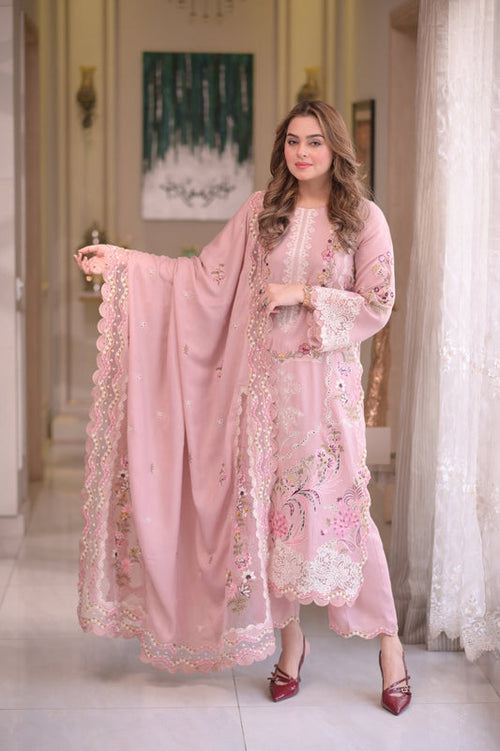 3PC - Lawn Unstitched Embroidered Aneela's Collection With Chiffon Dupatta - 701
