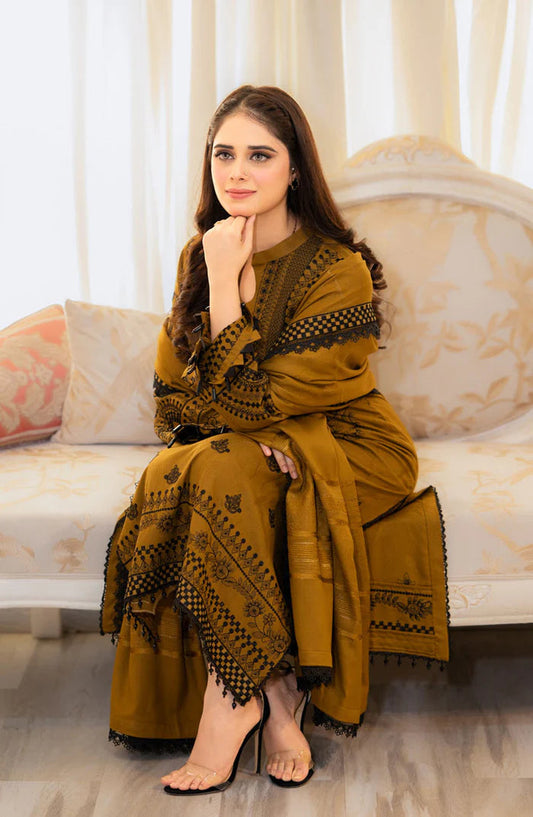 3PC Unstitched Suit Lawn Article With Chiffon Dupatta - 251