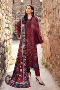 '- 3PC DHANAK EMBROIDERED SHIRT WITH TWILL PRINTED SHAWL  - 213
