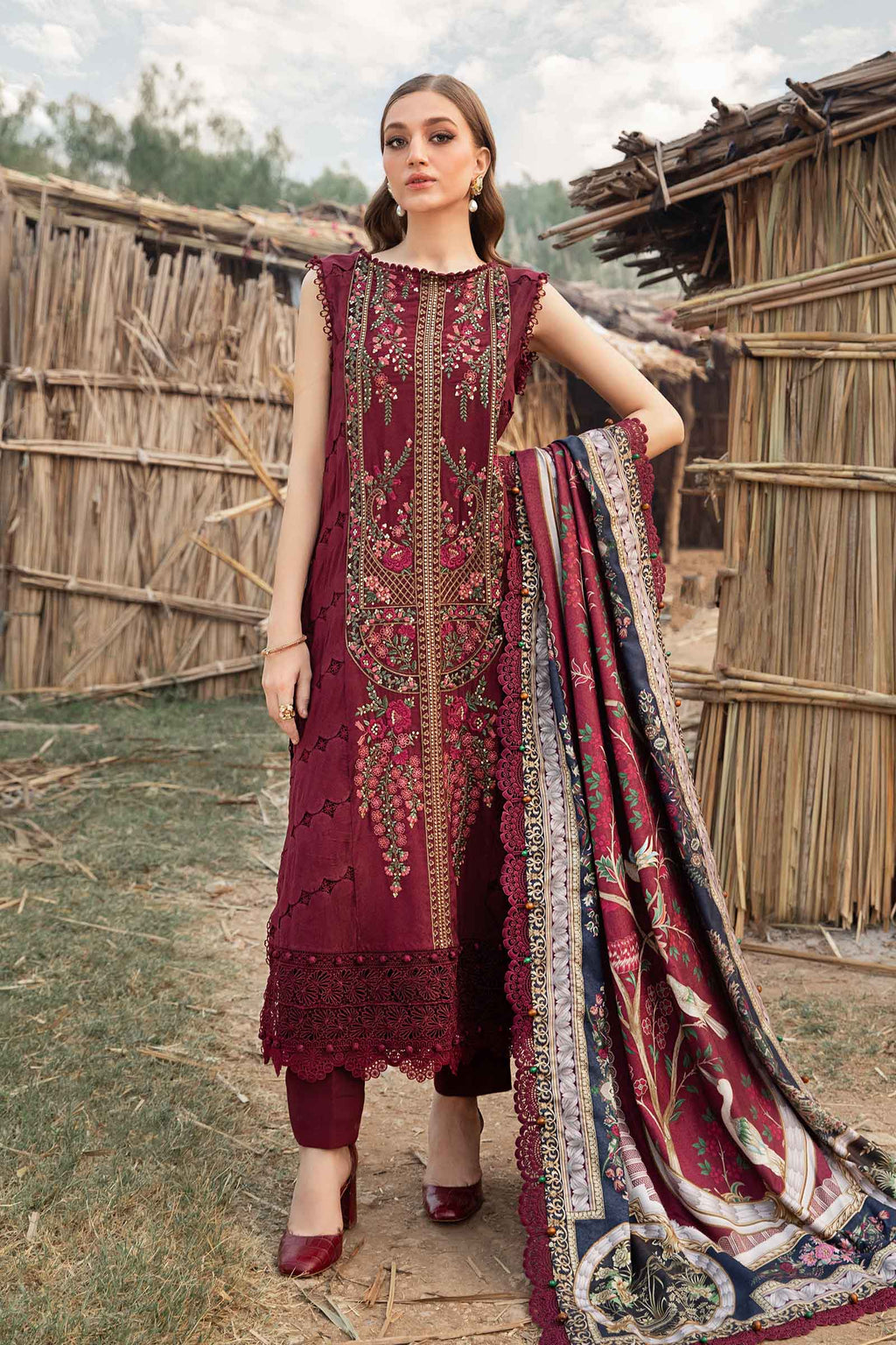 3 Piece Unstitched Printed Linen Suit | MPT- 674