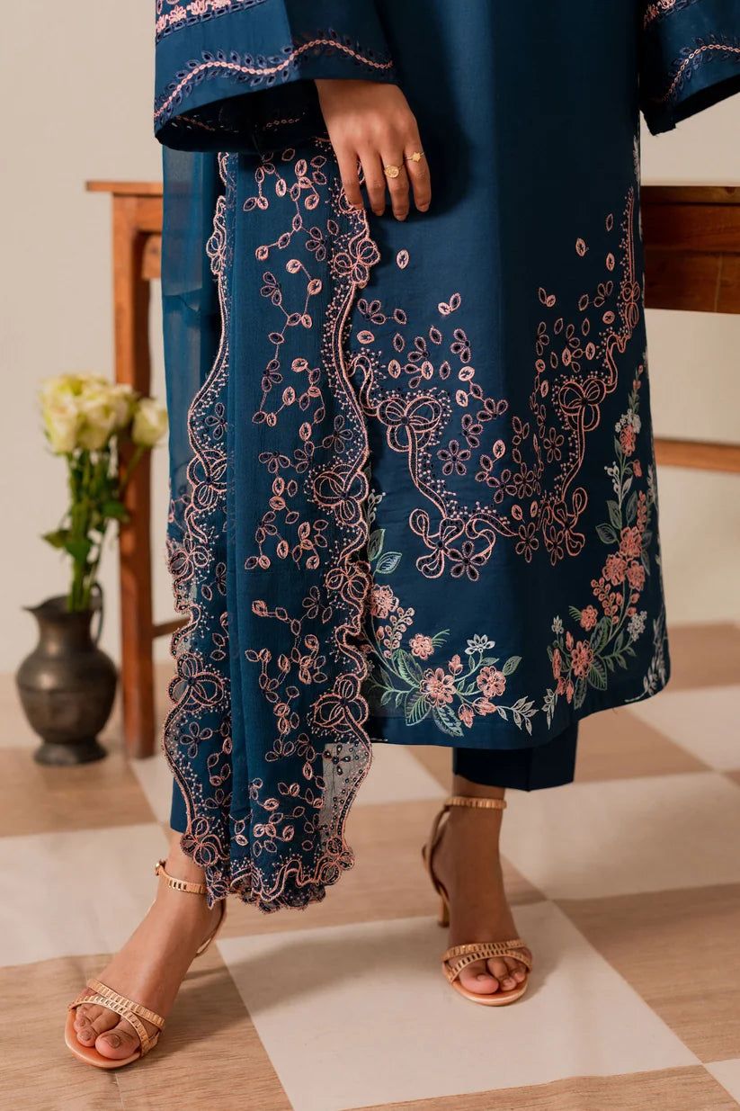 NOURA-3PC DHANAK EMBROIDERD SHIRT WITH HEAVY EMBROIDERED DUPATTA SJ-868