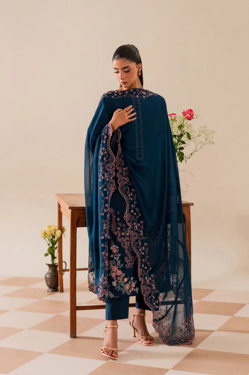 NOURA-3PC DHANAK EMBROIDERD SHIRT WITH HEAVY EMBROIDERED DUPATTA SJ-868