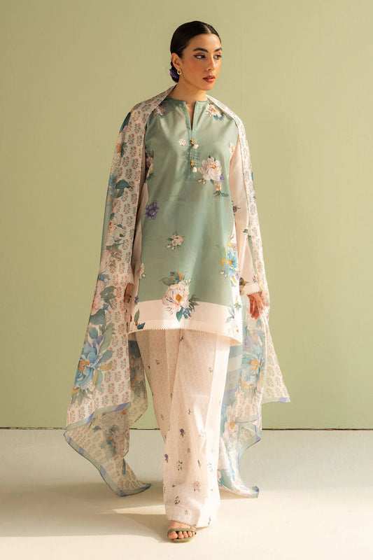 3PC Digital Printed Lawn Shirt with Printed Dupatta - CO 496