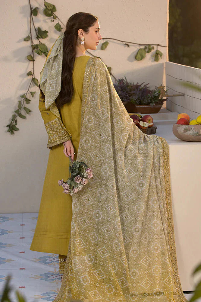 Dhanak-3PC Embroidered Shirt with Digital Printed Wool Shawl- 260