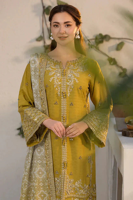 Dhanak 3PC Embroidered Shirt with Twill Printed Shawl - 260 - Back