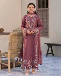 Lawn-3PC Embroidered Shirt with Chiffon Embroidered Dupatta- 1321