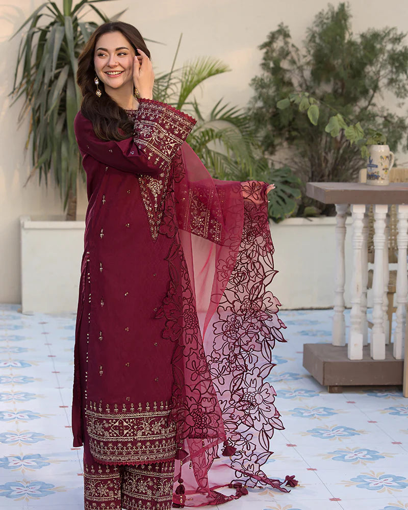 Lawn-3PC Embroidered Shirt with Organza Embroidered Dupatta 1351 L