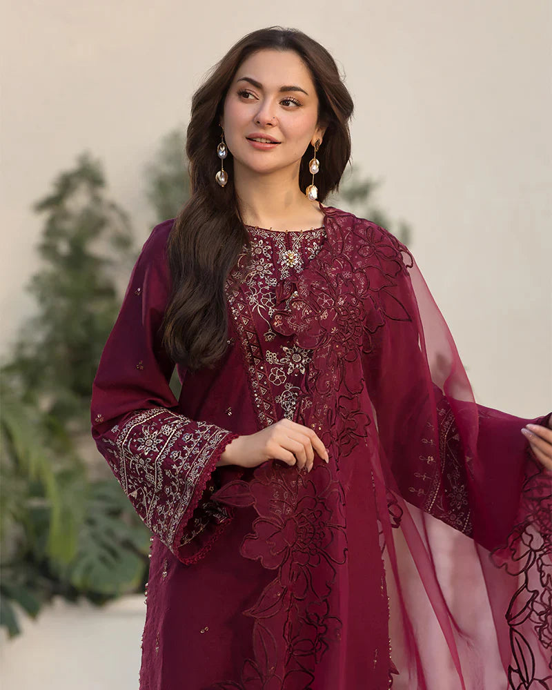 Lawn-3PC Embroidered Shirt with Organza Embroidered Dupatta 1351 L