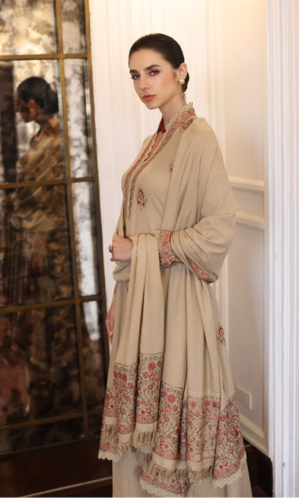 Dhanak 3PC Embroidered With Dhanak shawl Embroidered -BR 660