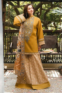 SAPPHIRE-3PC DHANAK EMBROIDERED SHIRT WITH WOOL PRINTED SHWAL AND PRINT TROUSER 3PC-SJ-1690
