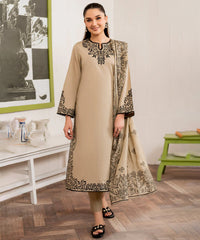 '- 3PC DHANAK EMBROIDERED UNSTITCHED DRESS - 221