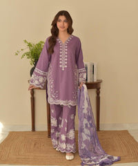 SUMMER 3PC LAWN EMBROIDERED SUIT  730