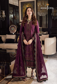 '-3PC DHANAK EMBROIDERED SHIRT WITH DHANAK EMBROIDERED SHAWL & TROUSER- 668