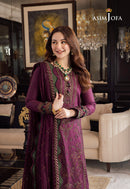 '-3PC DHANAK EMBROIDERED SHIRT WITH DHANAK EMBROIDERED SHAWL & TROUSER- 668