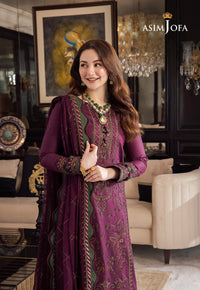 '-3PC DHANAK EMBROIDERED SHIRT WITH DHANAK EMBROIDERED SHAWL & TROUSER- 668