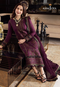 '-3PC DHANAK EMBROIDERED SHIRT WITH DHANAK EMBROIDERED SHAWL & TROUSER- 668