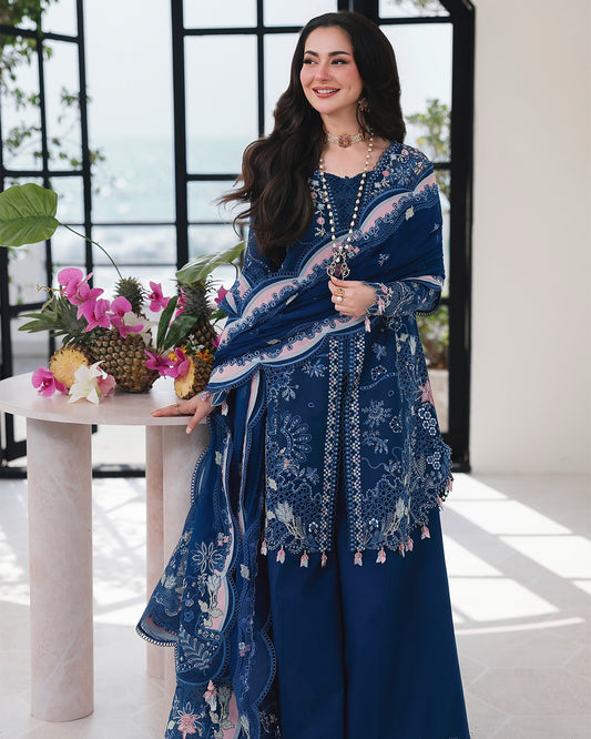 3PC Lawn Embroidered Unstitched Suit - 090