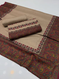 KALAMKARI PURE PASHMINA WOOL 3PC UNSTITCHED SJ-217