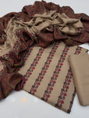 KALAMKARI PURE PASHMINA WOOL 3PC UNSTITCHED SJ-217