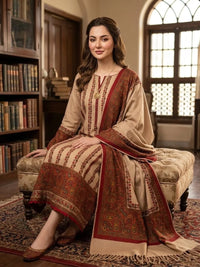 KALAMKARI PURE PASHMINA WOOL 3PC UNSTITCHED SJ-217