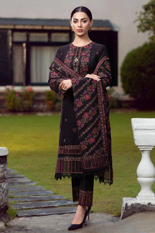 3 Piece Embroidered Dhanak with Embroidered Dhanak Shawl - BR 920