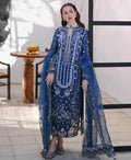 UNSTITCH 3 Piece Embroidered Lawn Shirt with Embroidered Organza Dupatta 2545