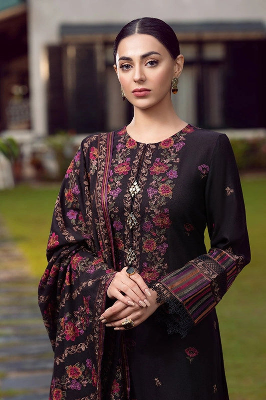 3 Piece Embroidered Dhanak with Embroidered Dhanak Shawl - BR 920 - Back