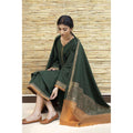 3 Piece Dhanak Shirt with Printed Wool Shawl - BR 1075